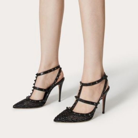Valentino Garavani Rare Black Rockstud Caged Pointed Studded Heel Size EU 40 - Picture 10 of 10